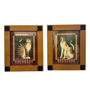 Diane Ulmer set of prints - Temptation I (cat) temptation II (dog) - framed